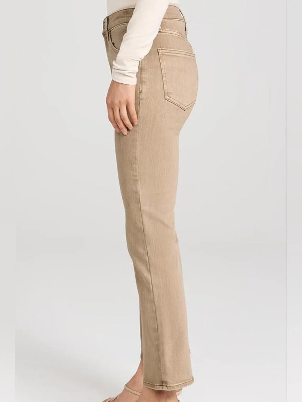 Pistola “Lennon” Mink Snow Cropped Jeans – Neutral Chic High Rise Denim Size 28 - Picture 3 of 16